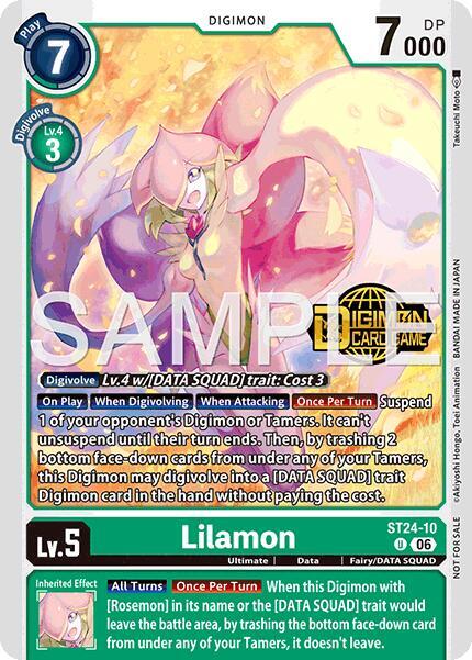 Lilamon Welcome Tamers Pack Vol2 ST24-10 U Starter Deck 24: Data Squad Release Event Cards Digimon card