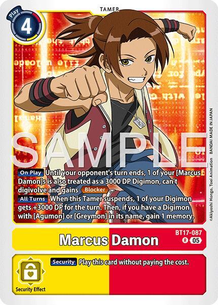 Marcus Damon Reprint BT17-087 R Advanced Booster Digimon Generation Digimon card