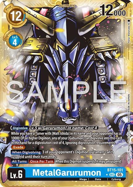 MetalGarurumon Gold Border BT15-101 SEC Advanced Booster Digimon Generation Digimon card