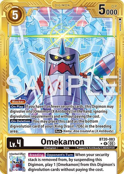 Omekamon Gold Border BT20-083 R Advanced Booster Digimon Generation Digimon card