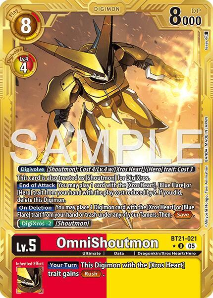 OmniShoutmon Gold Border BT21-021 U Advanced Booster Digimon Generation Digimon card