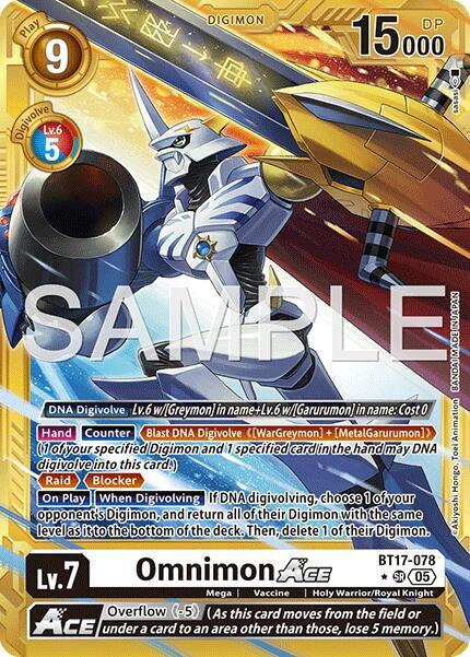 Omnimon ACE Gold Border BT17-078 SR Advanced Booster Digimon Generation Digimon card