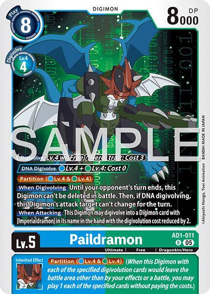 Paildramon AD1-011 R Advanced Booster Digimon Generation Digimon card