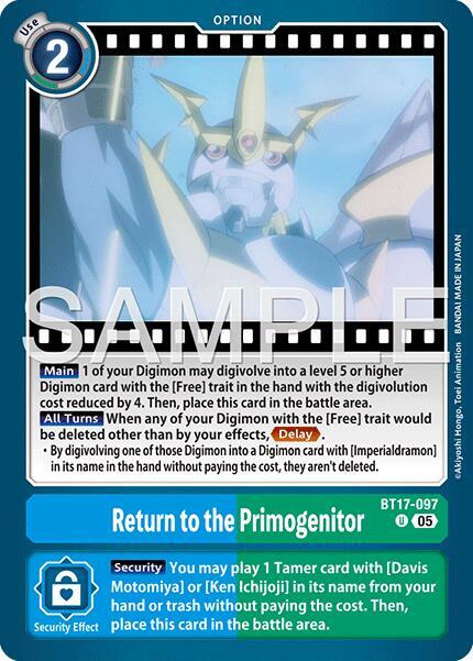 Return to the Primogenitor Reprint BT17-097 U Advanced Booster Digimon Generation Digimon card