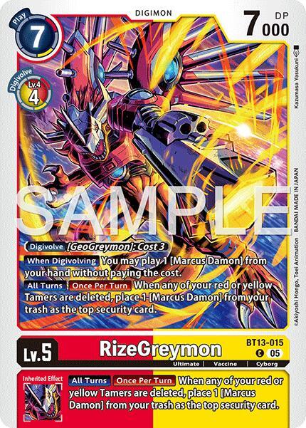 RizeGreymon Reprint BT13-015 C Advanced Booster Digimon Generation Digimon card