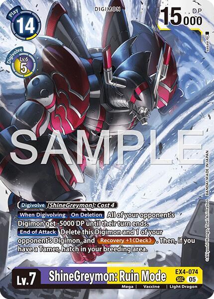 ShineGreymon: Ruin Mode Reprint EX4-074 SR Advanced Booster Digimon Generation Digimon card