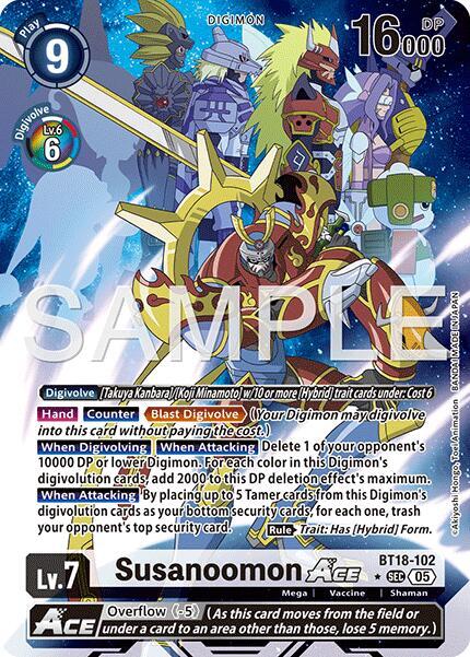 Susanoomon ACE Alternate Art BT18-102 SEC Advanced Booster Digimon Generation Digimon card