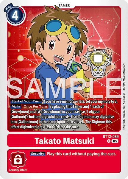 Takato Matsuki Reprint BT12-089 R Advanced Booster Digimon Generation Digimon card