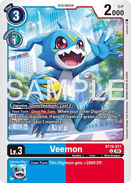 Veemon Reprint BT16-017 U Advanced Booster Digimon Generation Digimon card