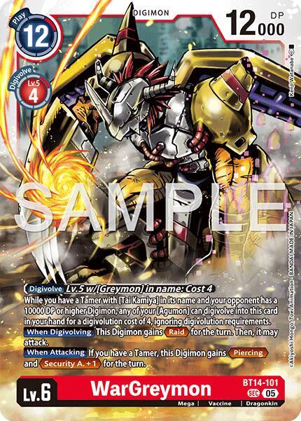 WarGreymon Reprint BT14-101 SEC Advanced Booster Digimon Generation Digimon card