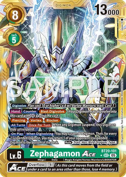 Zephagamon ACE Gold Border BT20-101 SEC Advanced Booster Digimon Generation Digimon card