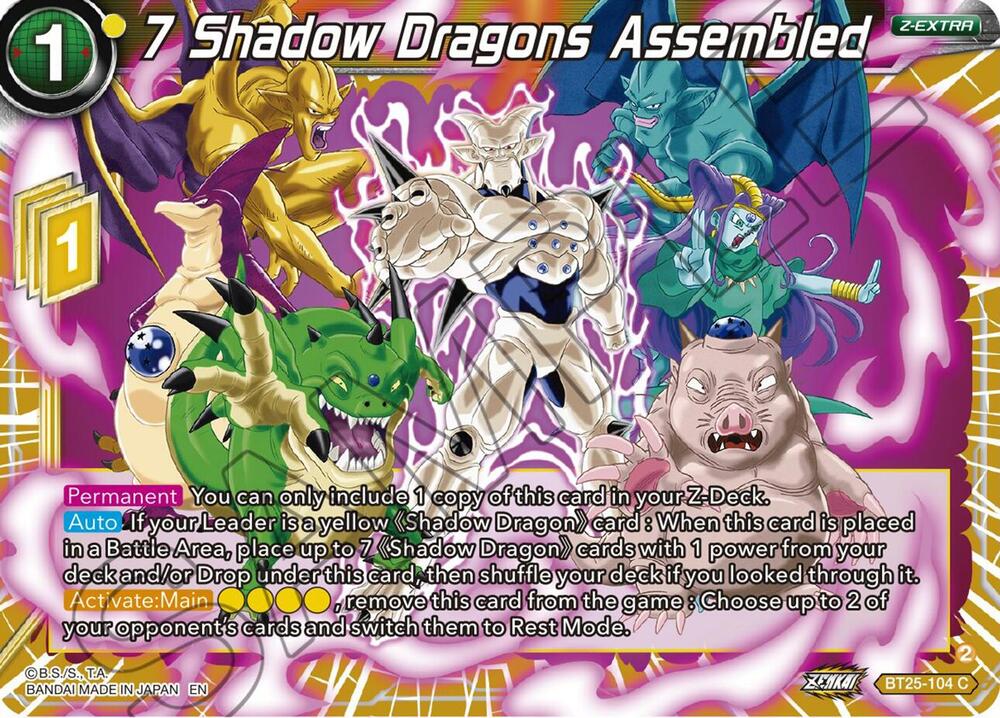 7 Shadow Dragons Assembled BT25-104 Legend of the Dragon Balls Dragonball Super card