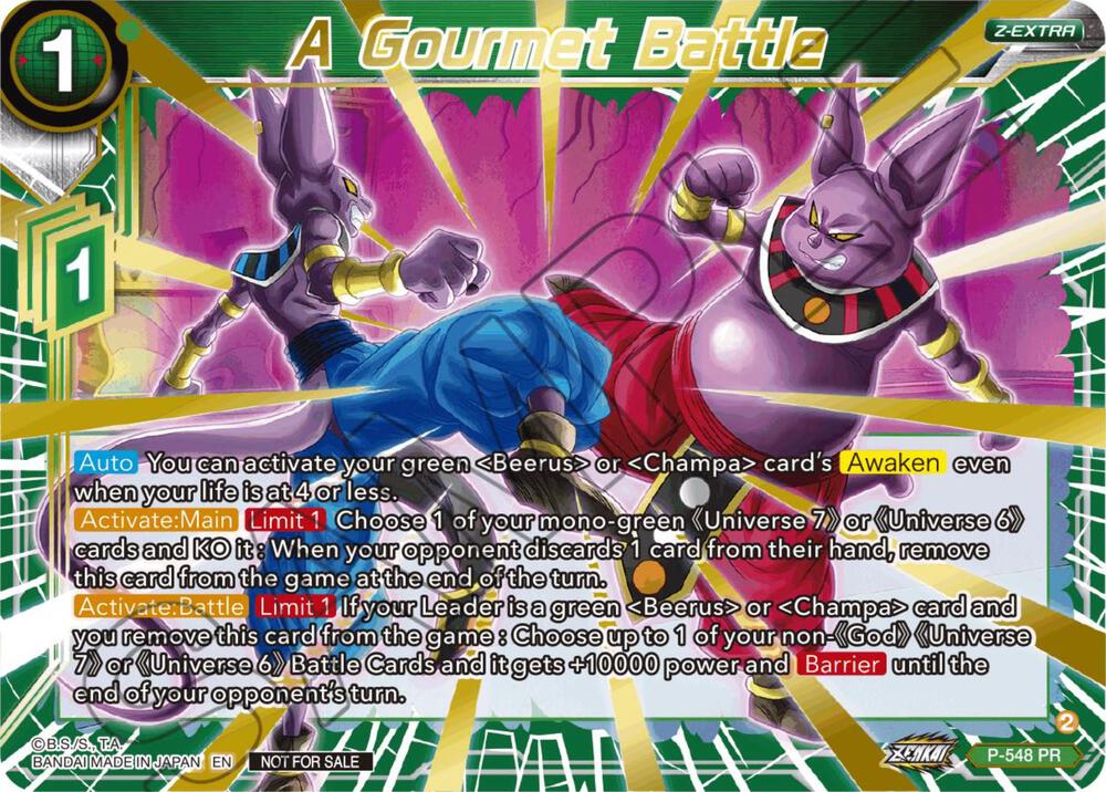 A Gourmet Battle Championship Z Extra Card Pack 2023 P-548 Tournament Promotion Cards Dragonball Super card