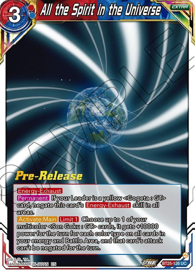 All the Spirit in the Universe BT25-126 Legend of the Dragon Balls Pre-Release Cards Dragonball Super card
