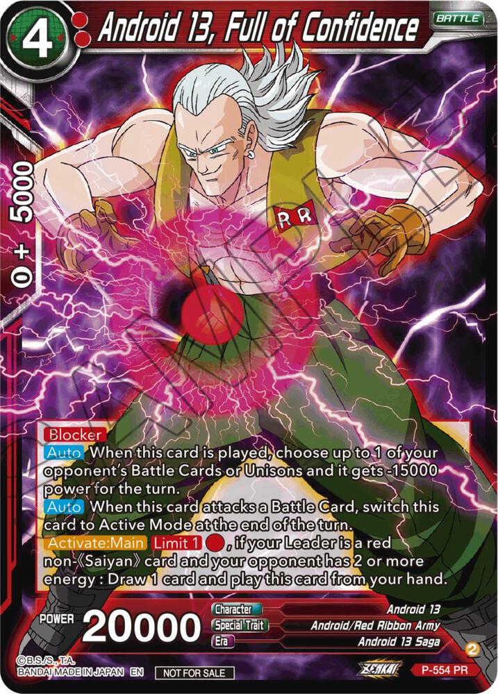 Android 13 Full of Confidence Zenkai Series Tournament Pack Vol6 P-554 Tournament Promotion Cards Dragonball Super card