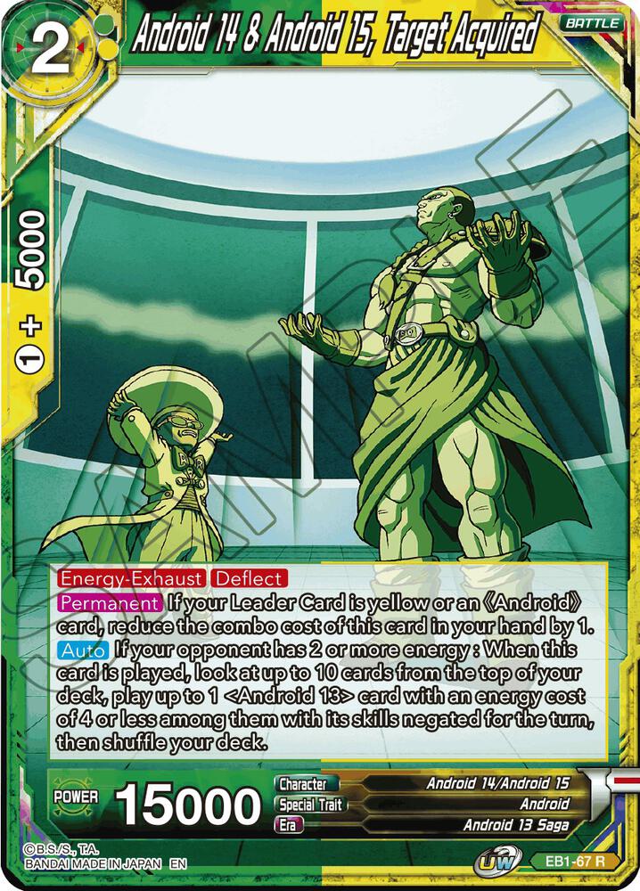 Android 14 and Android 15 Target Acquired EB1-67 Battle Evolution Booster Dragonball Super card
