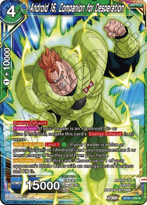 Android 16 Companion for Desperation Foil BT21-144 Wild Resurgence Dragonball Super card