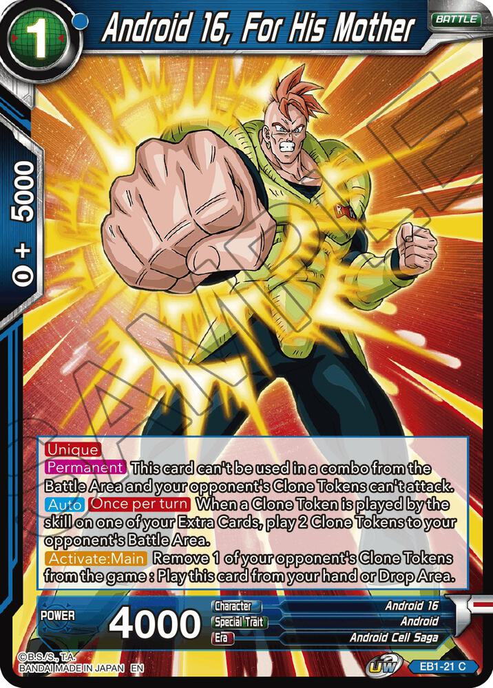 Android 16 For His Mother Foil EB1-21 Battle Evolution Booster Dragonball Super card