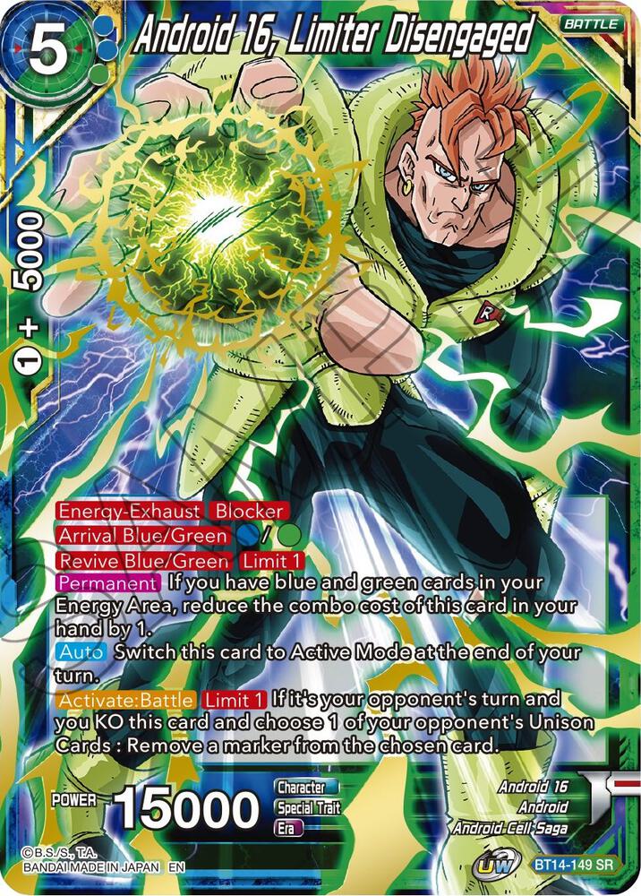 Android 16 Limiter Disengaged BT14-149 Cross Spirits Dragonball Super card