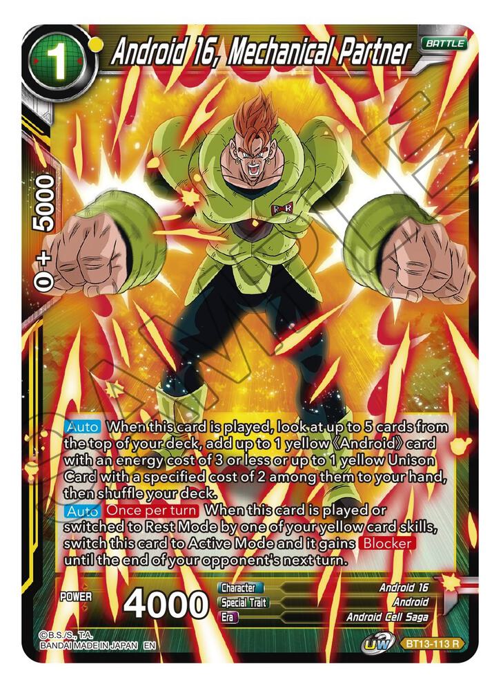Android 16 Mechanical Partner Foil BT13-113 Supreme Rivalry Dragonball Super card