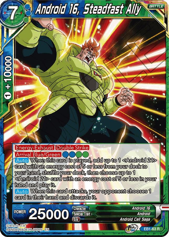 Android 16 Steadfast Ally EB1-63 Battle Evolution Booster Dragonball Super card