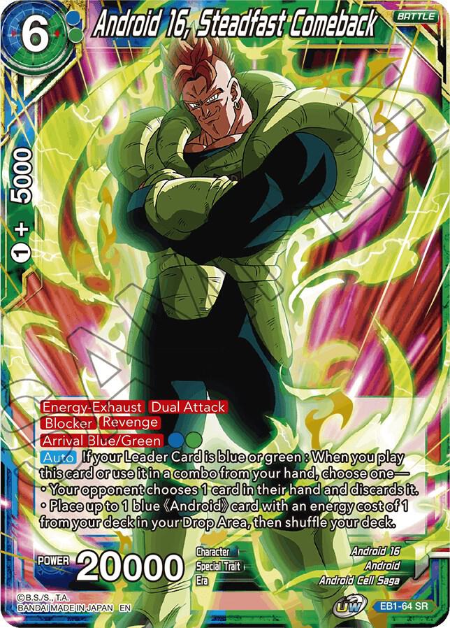 Android 16 Steadfast Comeback EB1-64 Battle Evolution Booster Dragonball Super card