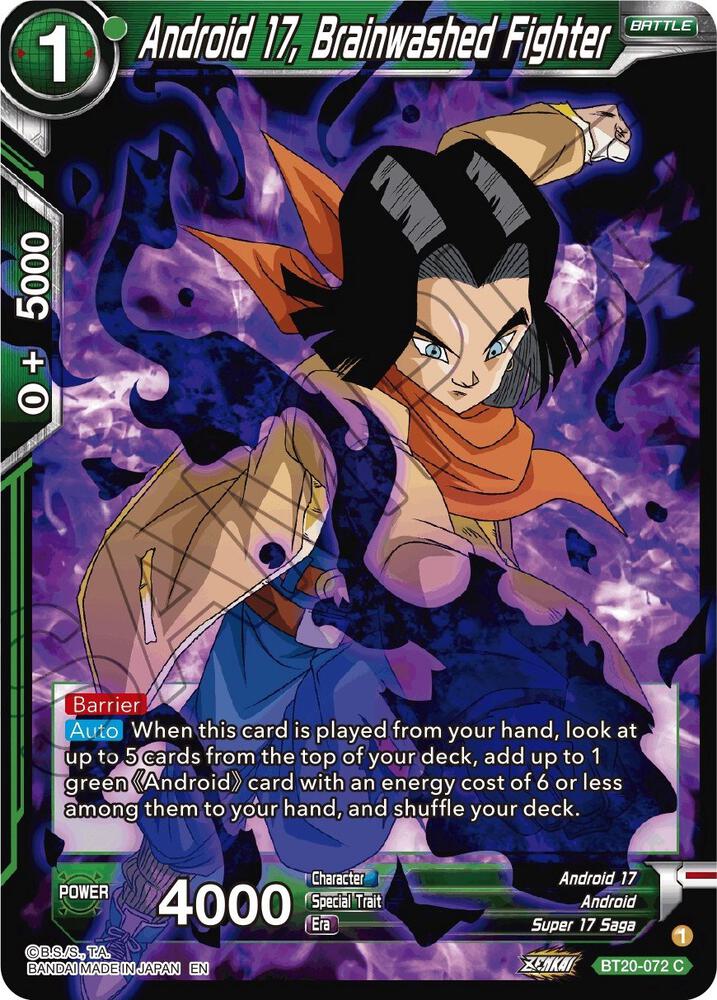 Android 17 Brainwashed Fighter Foil BT20-072 Power Absorbed Dragonball Super card
