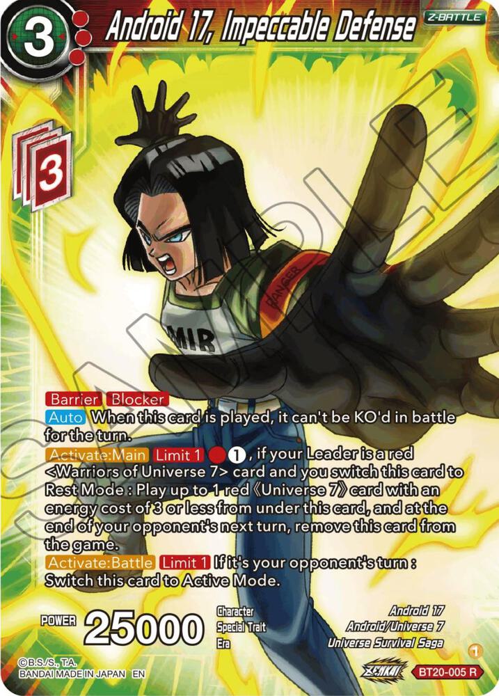 Android 17 Impeccable Defense Foil BT20-005 Power Absorbed Dragonball Super card