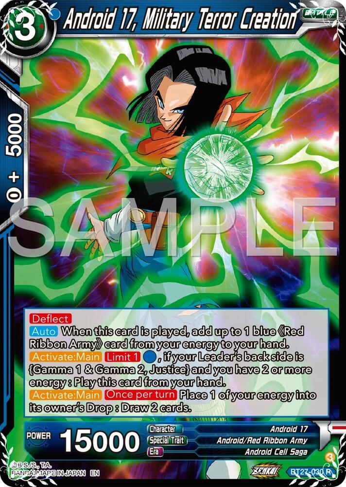 Android 17 Military Terror Creation Foil BT27-030 History of Z Dragonball Super card