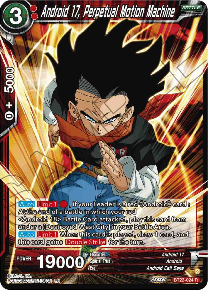 Android 17 Perpetual Motion Machine Foil BT23-024 Perfect Combination Dragonball Super card