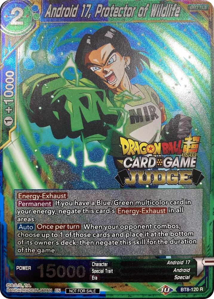 Android 17 Protector of Wildlife BT8-120 Judge Promotion Cards Dragonball Super card
