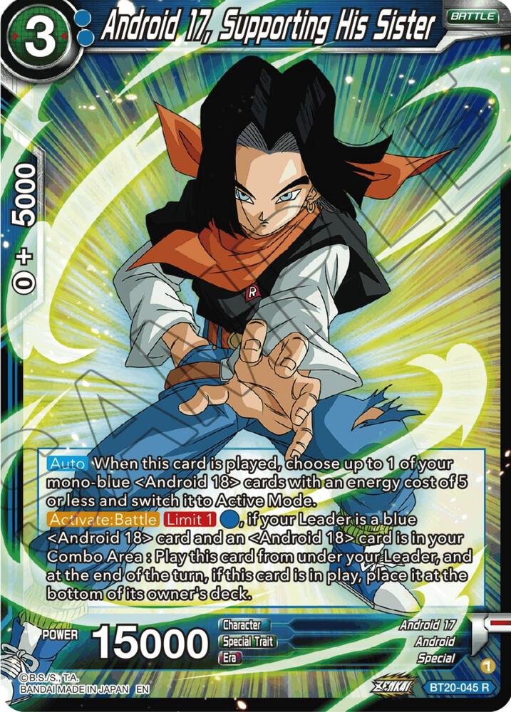 Android 17 Supporting His Sister BT20-045 Power Absorbed Dragonball Super card