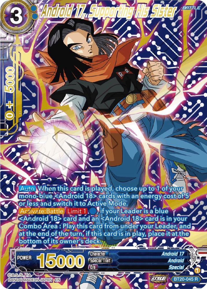 Android 17 Supporting His Sister Gold Stamped BT20-045 Power Absorbed Dragonball Super card