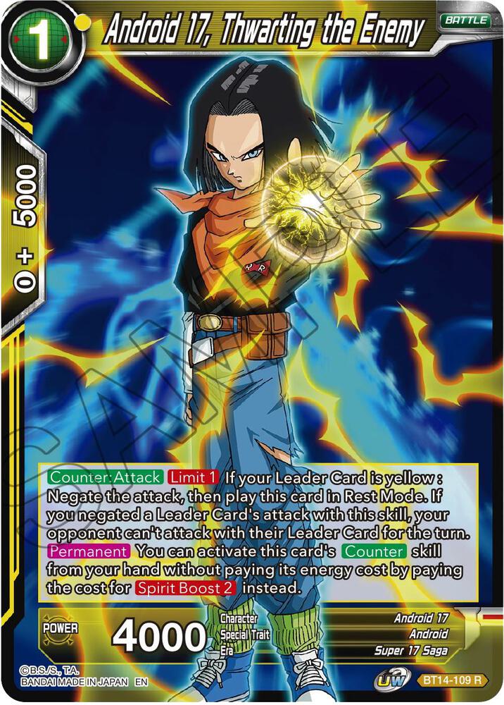 Android 17 Thwarting the Enemy BT14-109 Cross Spirits Dragonball Super card