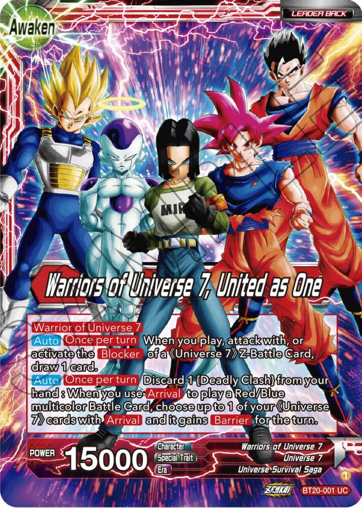 Android 17 Warriors of Universe 7 United as One Foil BT20-001 Power Absorbed Dragonball Super card