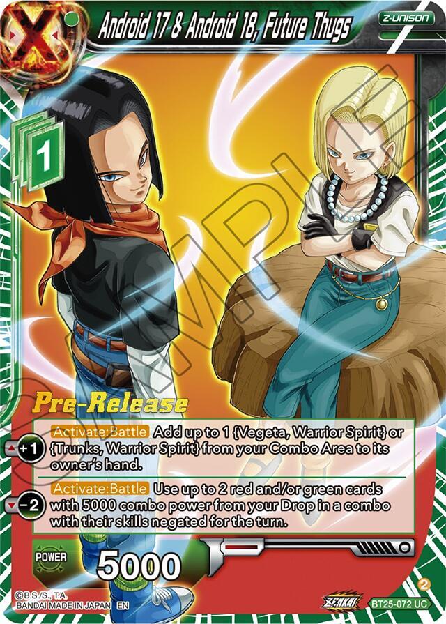 Android 17 and Android 18 Future Thugs BT25-072 Legend of the Dragon Balls Pre-Release Cards Dragonball Super card