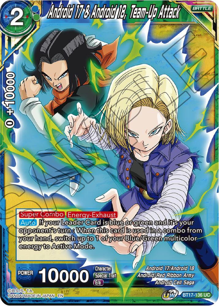 Android 17 and Android 18 Team Up Attack Foil BT17-136 Ultimate Squad Dragonball Super card