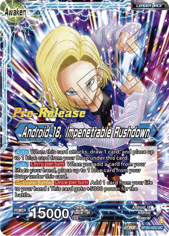 Android 18 Android 18 Impenetrable Rushdown BT20-023 Power Absorbed Pre-Release Cards Dragonball Super card
