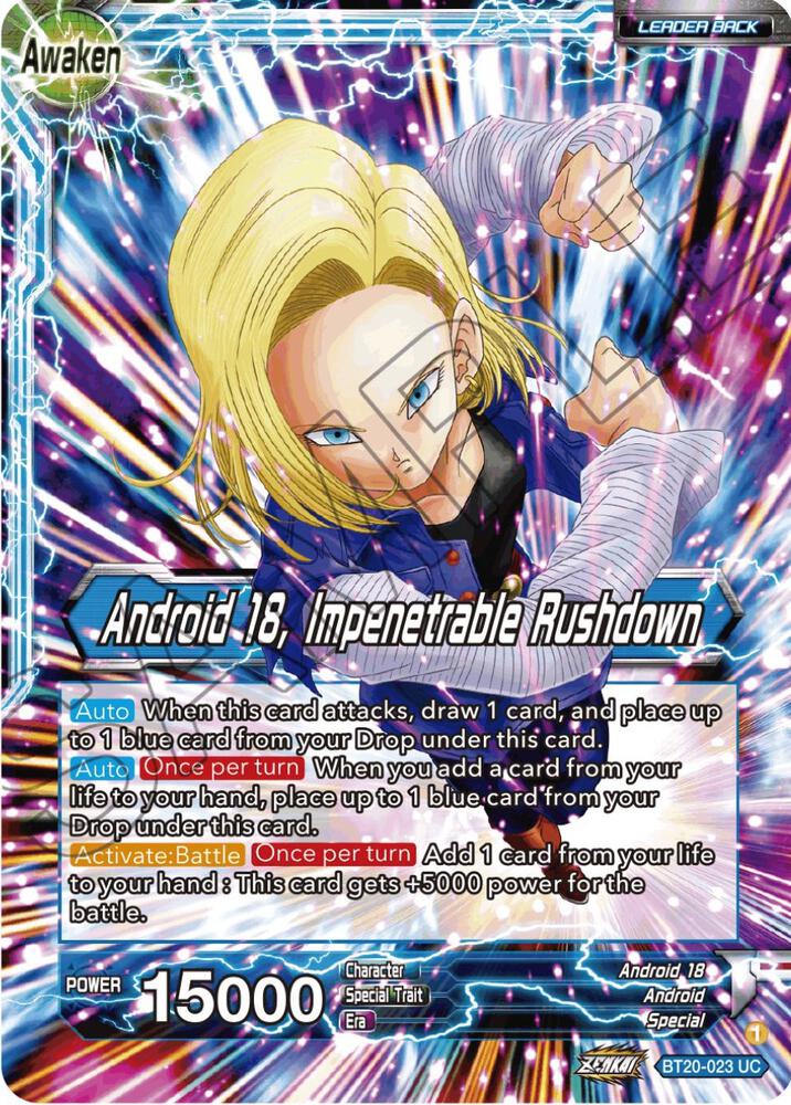 Android 18 Android 18 Impenetrable Rushdown Foil BT20-023 Power Absorbed Dragonball Super card