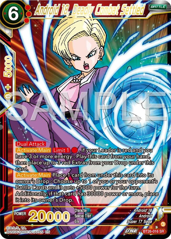 Android 18 Deadly Combat Settled Bt26-016 Ultimate Advent Dragonball Super card