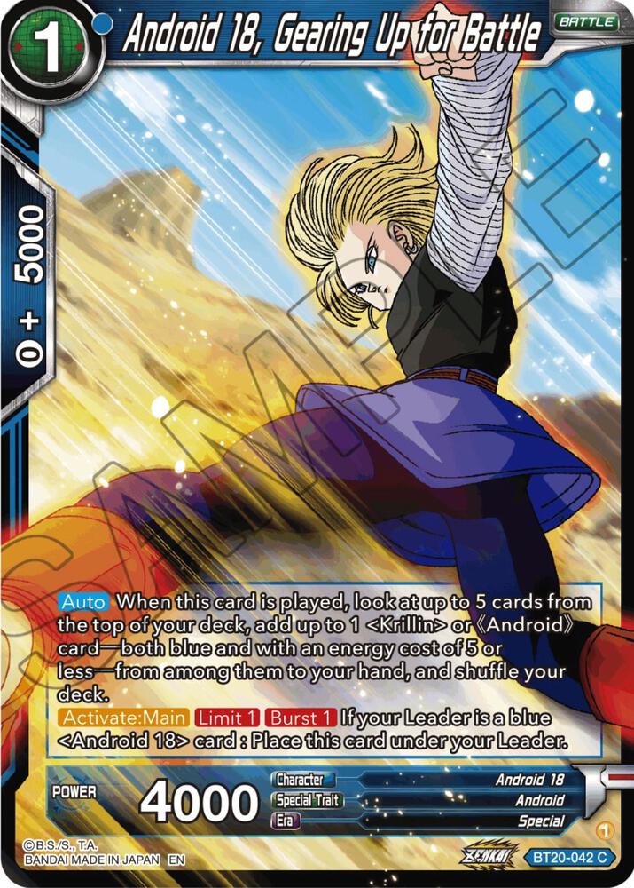 Android 18 Gearing Up for Battle Foil BT20-042 Power Absorbed Dragonball Super card