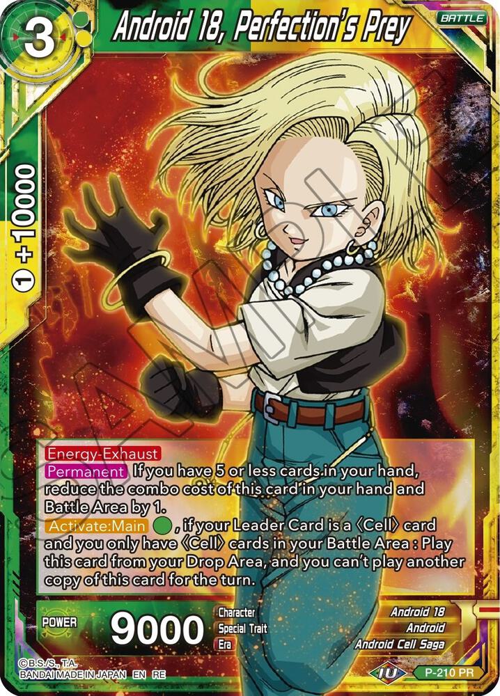 Android 18 Perfections Prey P-210 Mythic Booster Dragonball Super card