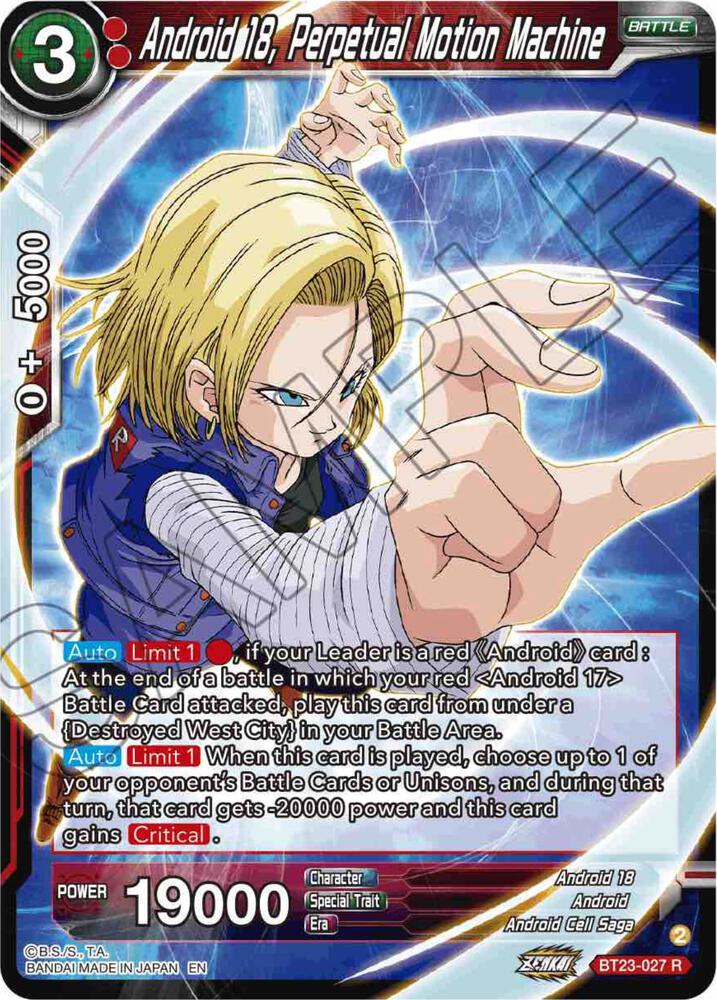 Android 18 Perpetual Motion Machine BT23-027 Perfect Combination Dragonball Super card
