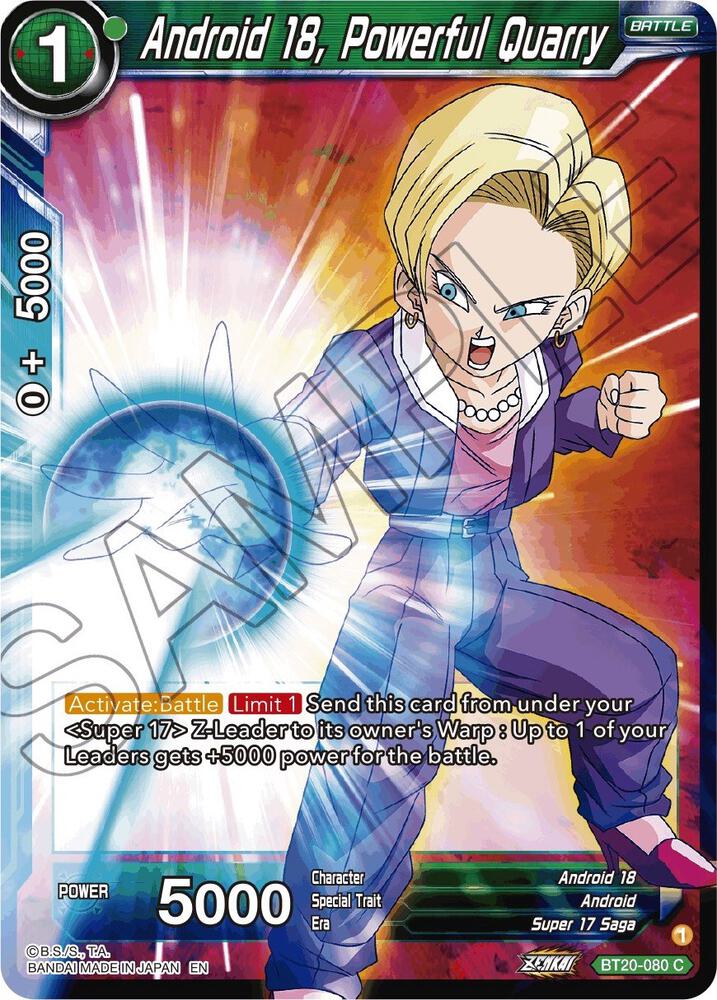 Android 18 Powerful Quarry Foil BT20-080 Power Absorbed Dragonball Super card