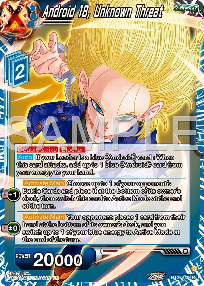 Android 18 Unknown Threat BT27-028 History of Z Dragonball Super card
