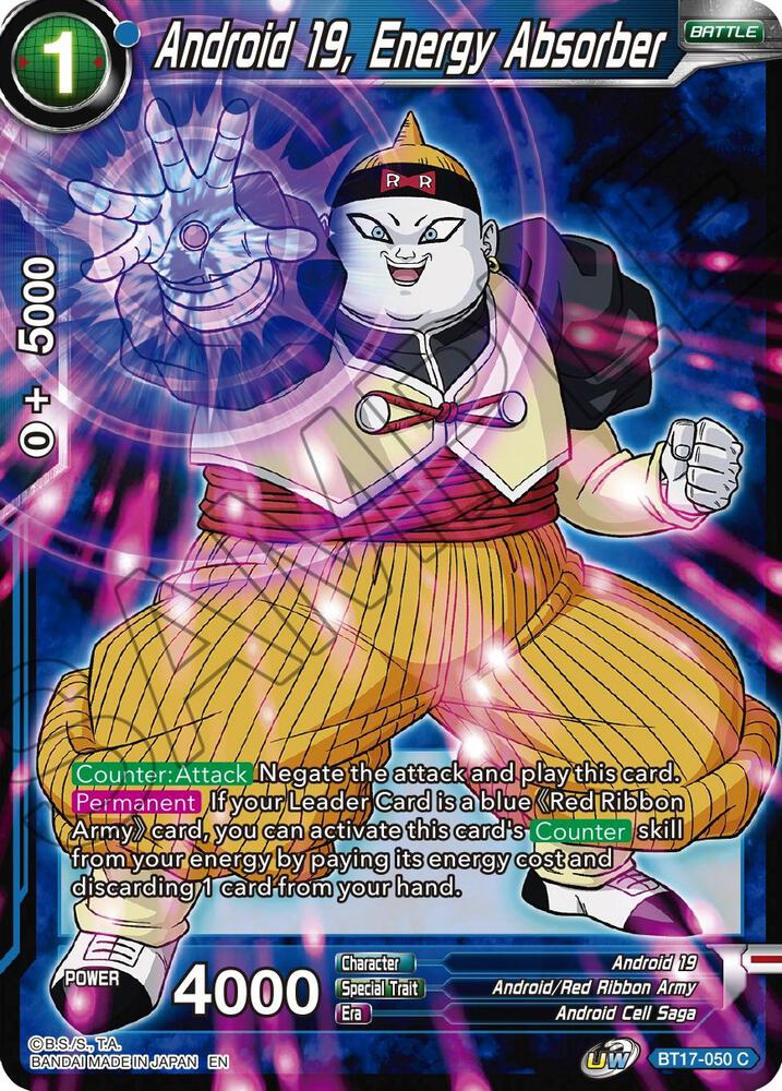 Android 19 Energy Absorber Foil BT17-050 Ultimate Squad Dragonball Super card