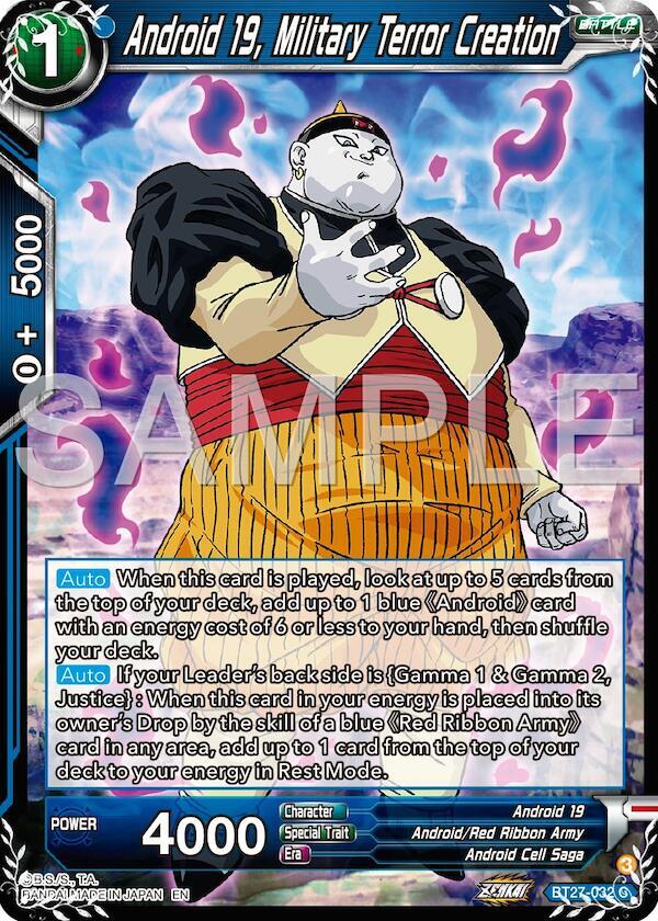 Android 19 Military Tenor Creation BT27-032 History of Z Dragonball Super card