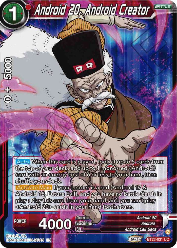 Android 20 Android Creator BT23-031 Perfect Combination Dragonball Super card