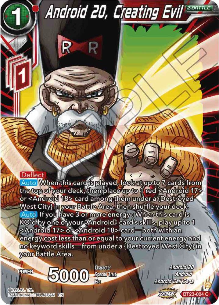 Android 20 Creating Evil BT23-004 Perfect Combination Dragonball Super card