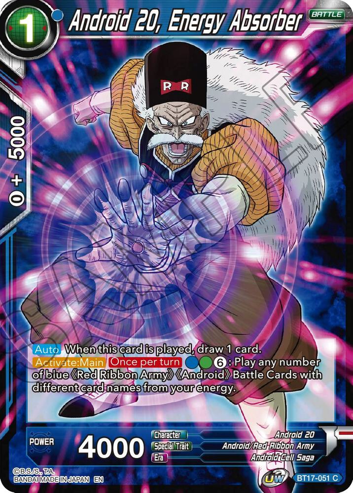 Android 20 Energy Absorber Foil BT17-051 Ultimate Squad Dragonball Super card
